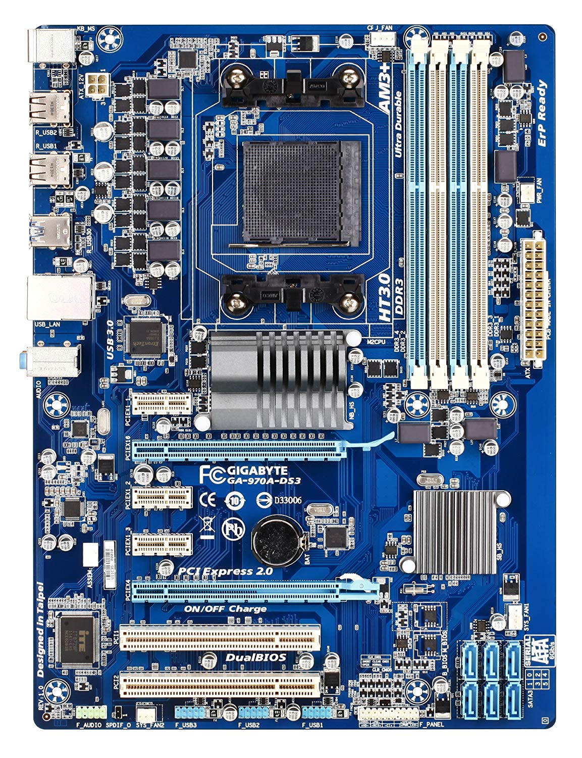 Gigabyte GA-970A-DS3 AM3+ AMD 970 SATA 6Gb/s USB 3.0 ATX AMD